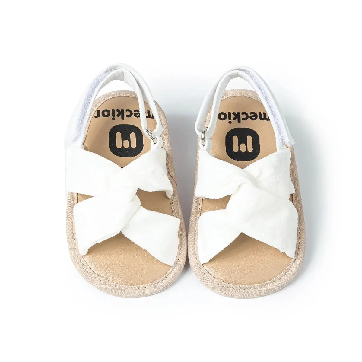 Meckior Baby Boys Girls Sandals Soft Sole Summer Infant Wedding Dress Flat Shoes Beach Sandal Newborn Crib Shoes First Walkers