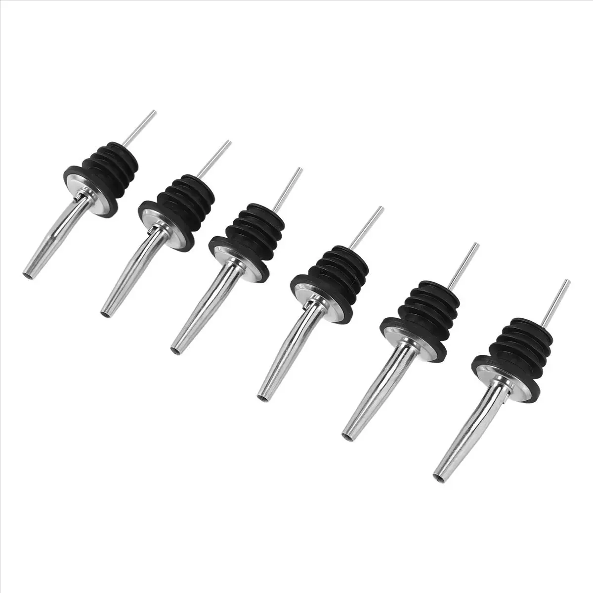 KSOL 6Pcs Stainless Steel Spirit Wine Bottle Pourer Stopper Free Liquor Cocktail
