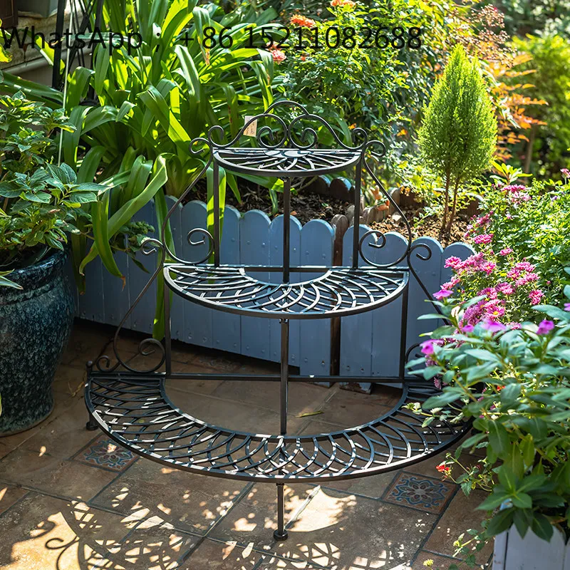 LLY garden flower pot floor-to-ceiling outdoor courtyard balcony decorative wrought iron storage flower stand