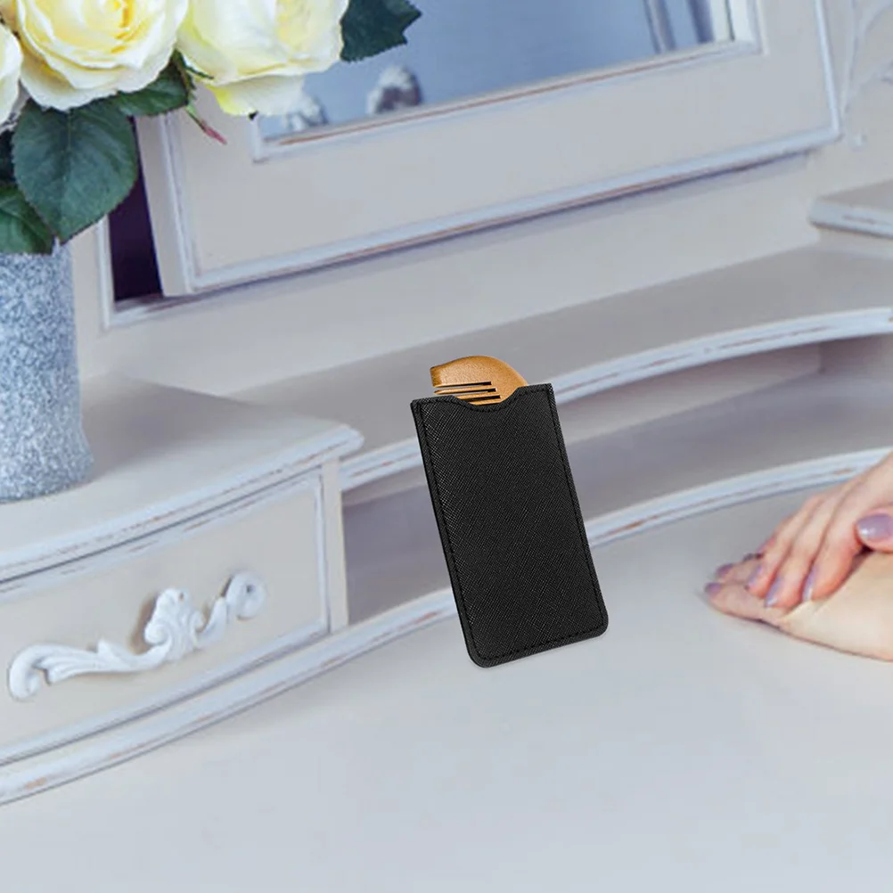 

4pcs Case Fake Hair Comb Pouch With Eyelash Tweezer Organizer Travel Storage Bag For Home Office Grooming Tool Comb