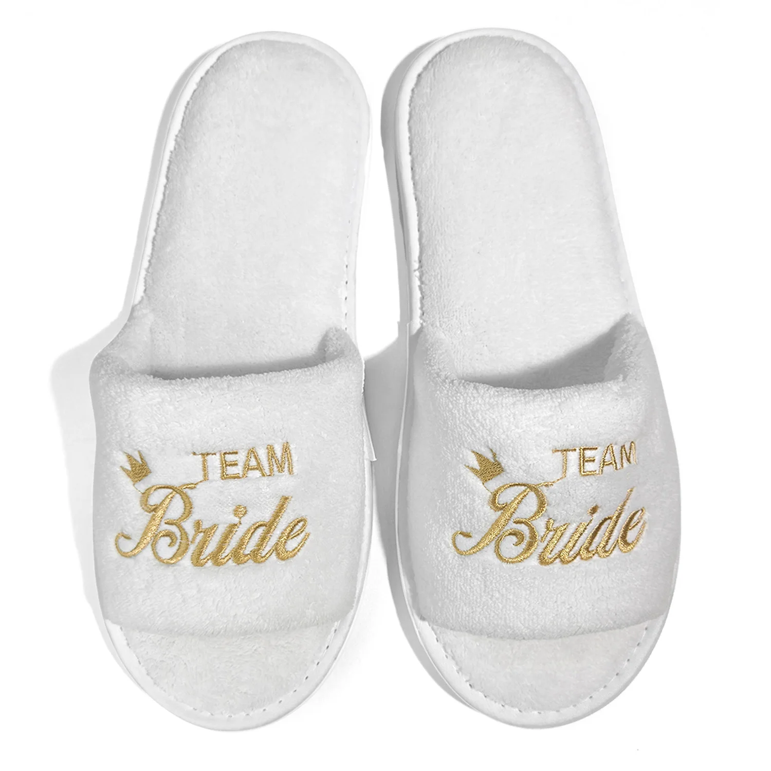 Braut und Brautjungfer, Hochzeit, Party, Gäste, Zuhause, Slip-On-Schuhe, Brautparty-Hausschuhe, offener Zehenbereich mit goldenem, mintgrünem und rosa – Detail 6