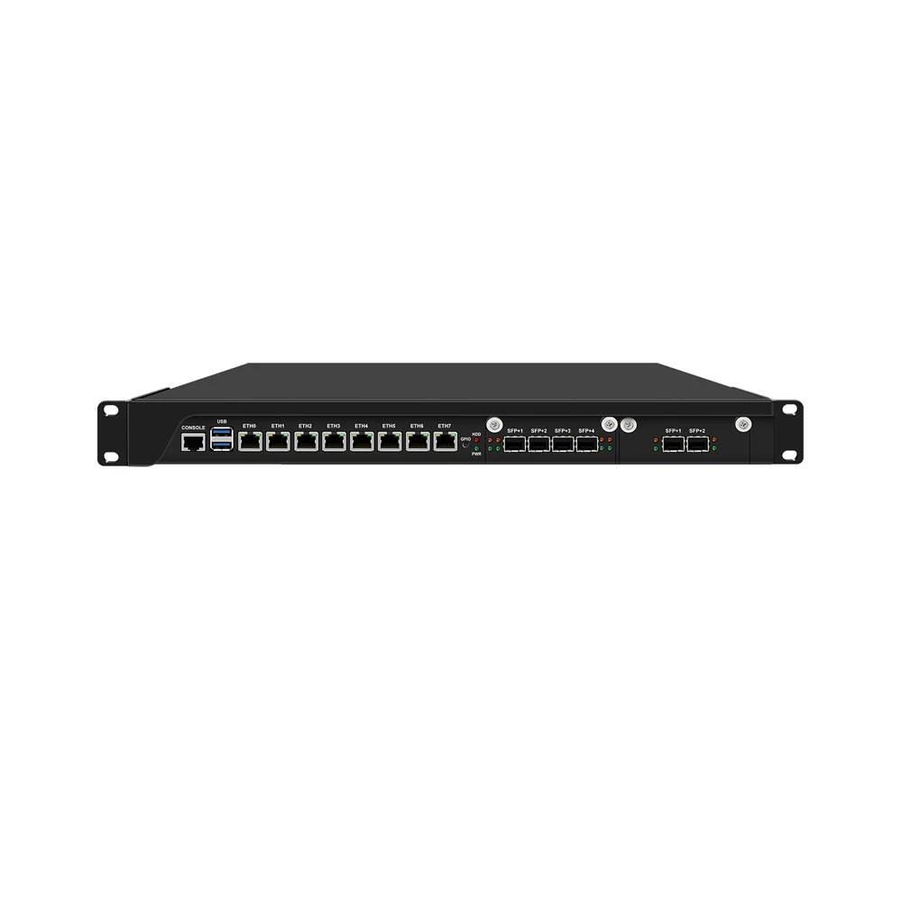 HUNSN 1U Firewall Appliance,PFSense,Mikrotik,OPNsense,VPN,RJ67,C246,8x2.5GbE 226-VLAN,4xSFP+ 10GbE X710,2xSFP+ 82599ES,GPIO