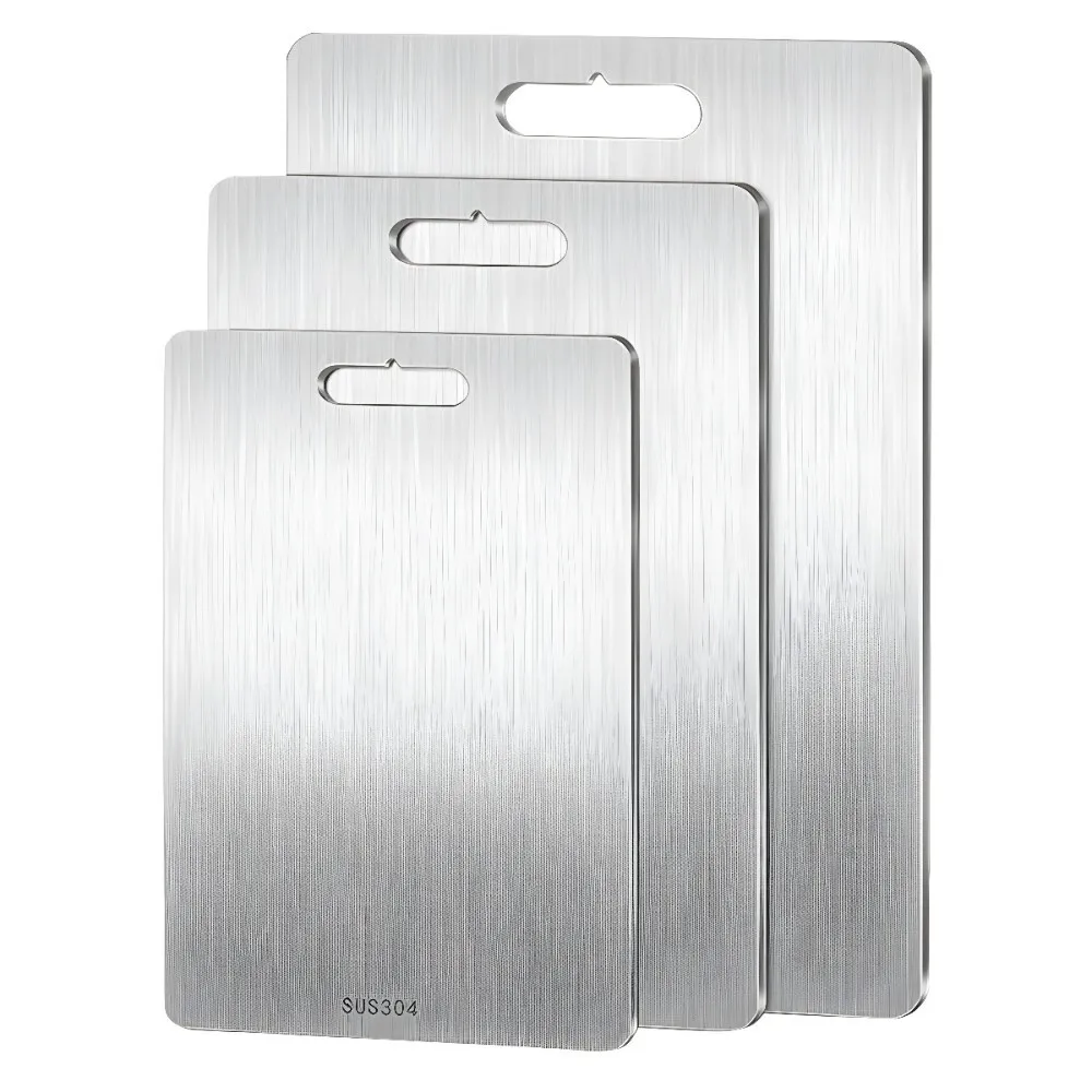 

Stainless Steel Double Sided Thickened Cutting Board for Kitchen Use Antibacterial Surface for Meat and Vegetable Prep