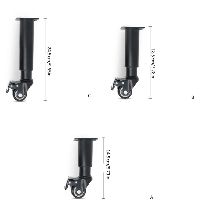 4Pcs Adjustable Furniture Legs with Swivels Caster Wheel Heavy Duty Support Legs for Cabinet,Sofa,Coffee Table, Stand