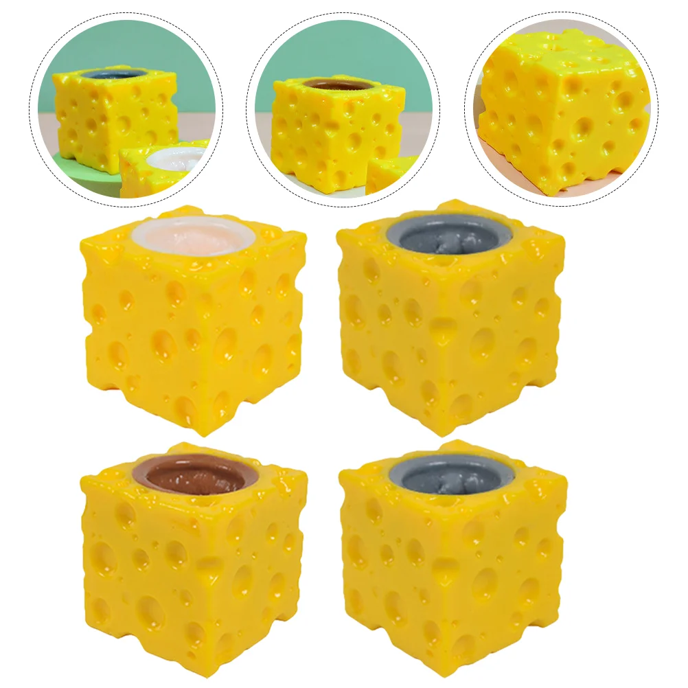 

Funny Mouse Cheese Block Squeeze Anti-Stress Toy Hide And Seek Figures Stress Relief Fidget Toys For Kids Adult