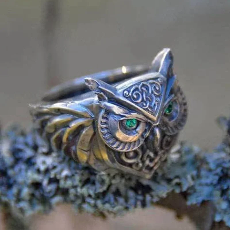 1pcs Europe and The United States New Personalized 3D Animal Owl Men and Women Universal Ring