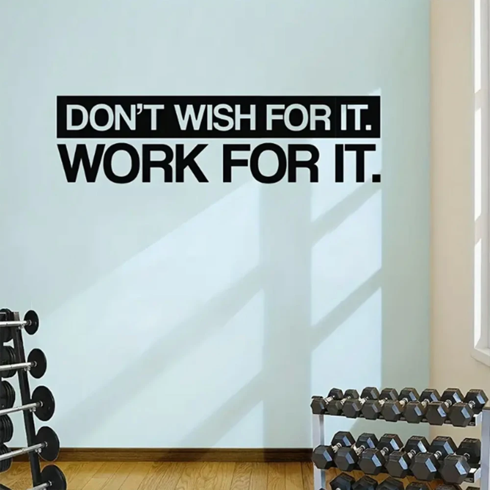 

1pc Don't Wish For It, Work For It, Inspirational Quotes Wall Decals, Office Vinyl Art Decor Gym Wall Sticker 28×7.6In