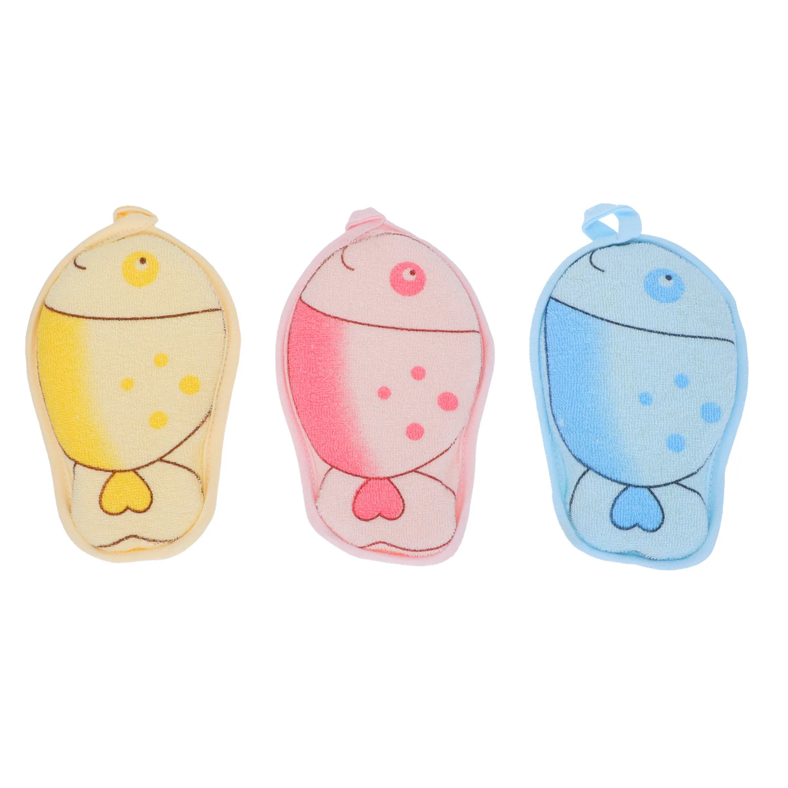 3Pcs Baby Bath Towels Soft Cartoon Fish Design Skin Friendly Infant Shower Towels Lightweight Portable Bathing Tools