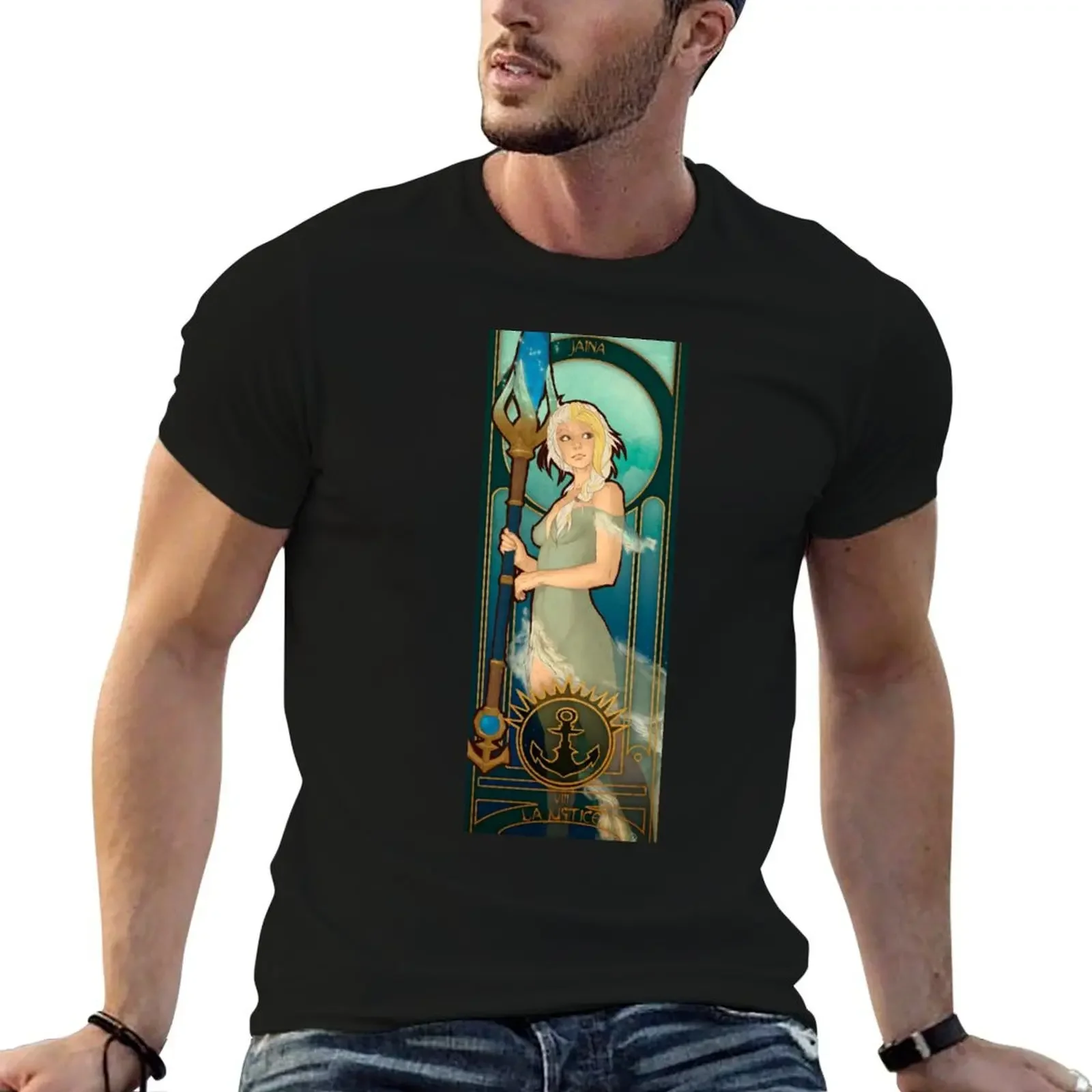 

Fanart: Tarot card in Art Nouveau style: Justice, Jaina T-Shirt customs design your own anime stuff custom shirt tshirts for men