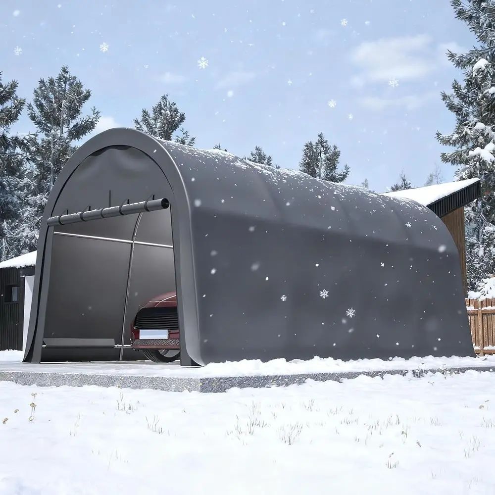 

20' x 10T Round Top Heavy-Duty Garage Shelter with Roll-Up Door, Waterproof and UV-Protected for Car, Boat, and Outdoor Storage