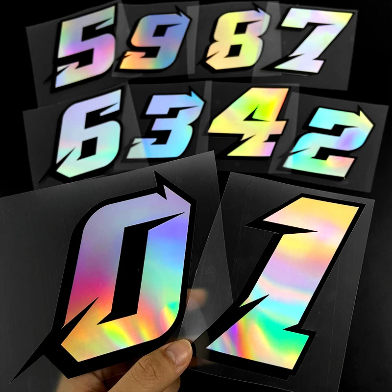 1PC 0123456789 Laser Number Motorcycle Stickers Motorbike Fuel Tank Side Panels Scooter Helmet Moto Fashion Vinyl Decals Decor image 2