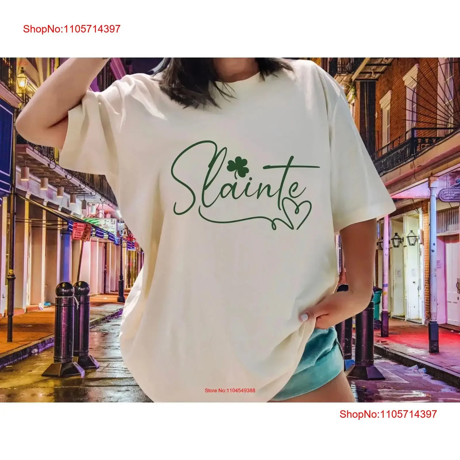 Womens St Paddys T Shirt Cute Patricks Day Slainte Lucky Clover Irish Shamrock vintage Washed Slightly Stretched Casual homme