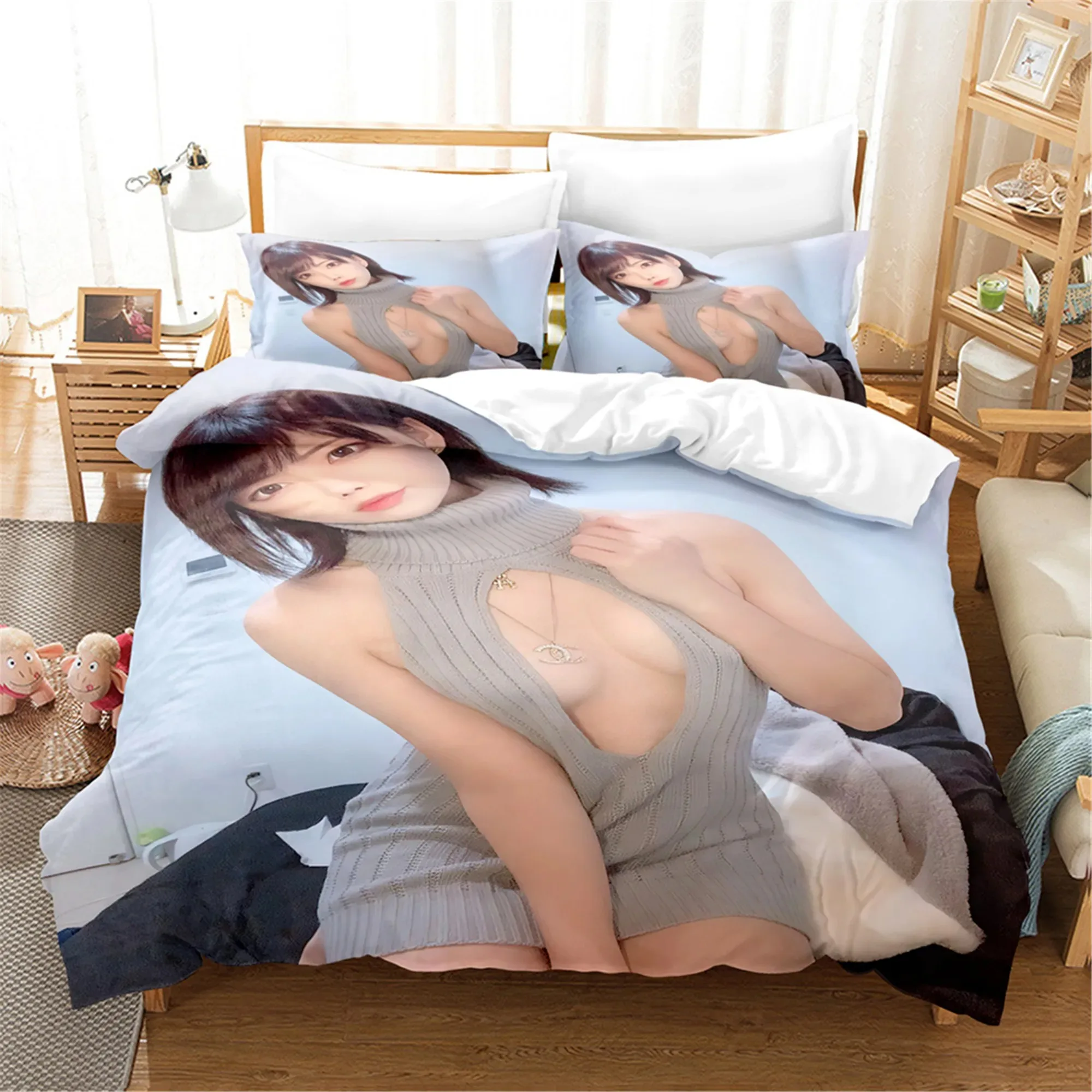 

Model Girl Sexy Woman 3D NEW Duvet Cover Pillowcase Bedding Set Adult Boy Girl Bedroom Decoration Children Single Double Large