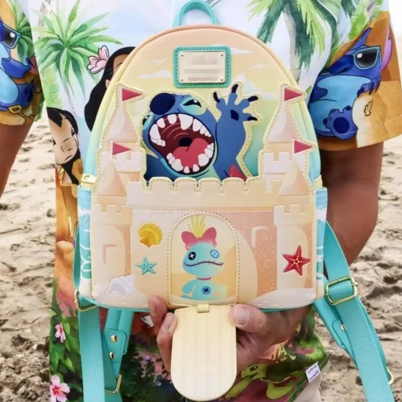 

Оригинальный мини-рюкзак шезлонг Диснея Ститч 3d пляжный замка с сюрпризом кавайный рюкзак из искусственной кожи женские школьные сумки подарок