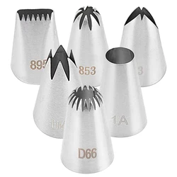 6pcs/set Cookies Tip Metal Cream Decorating Tip Sets Pastry Tools Stainless Steel Piping Icing Nozzle Cupcake Head Dessert