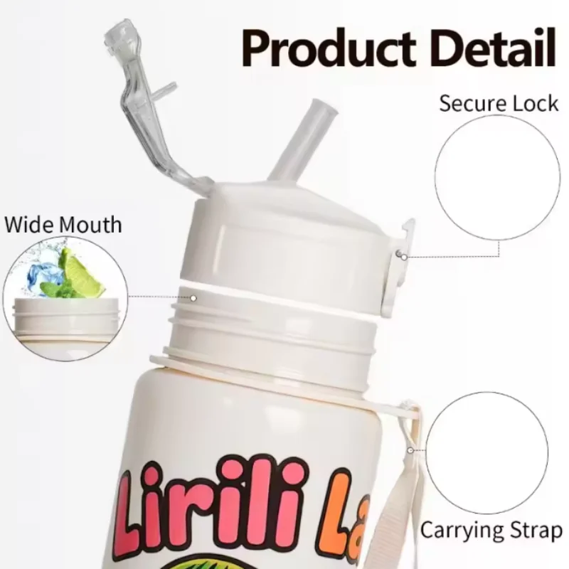 Tazza di paglia italiana Tung Tung Tung Sahur Cartoon Sport Fitness Bottiglia d'acqua 750ml Tazza d'acqua di grande capacità da viaggio all'aperto