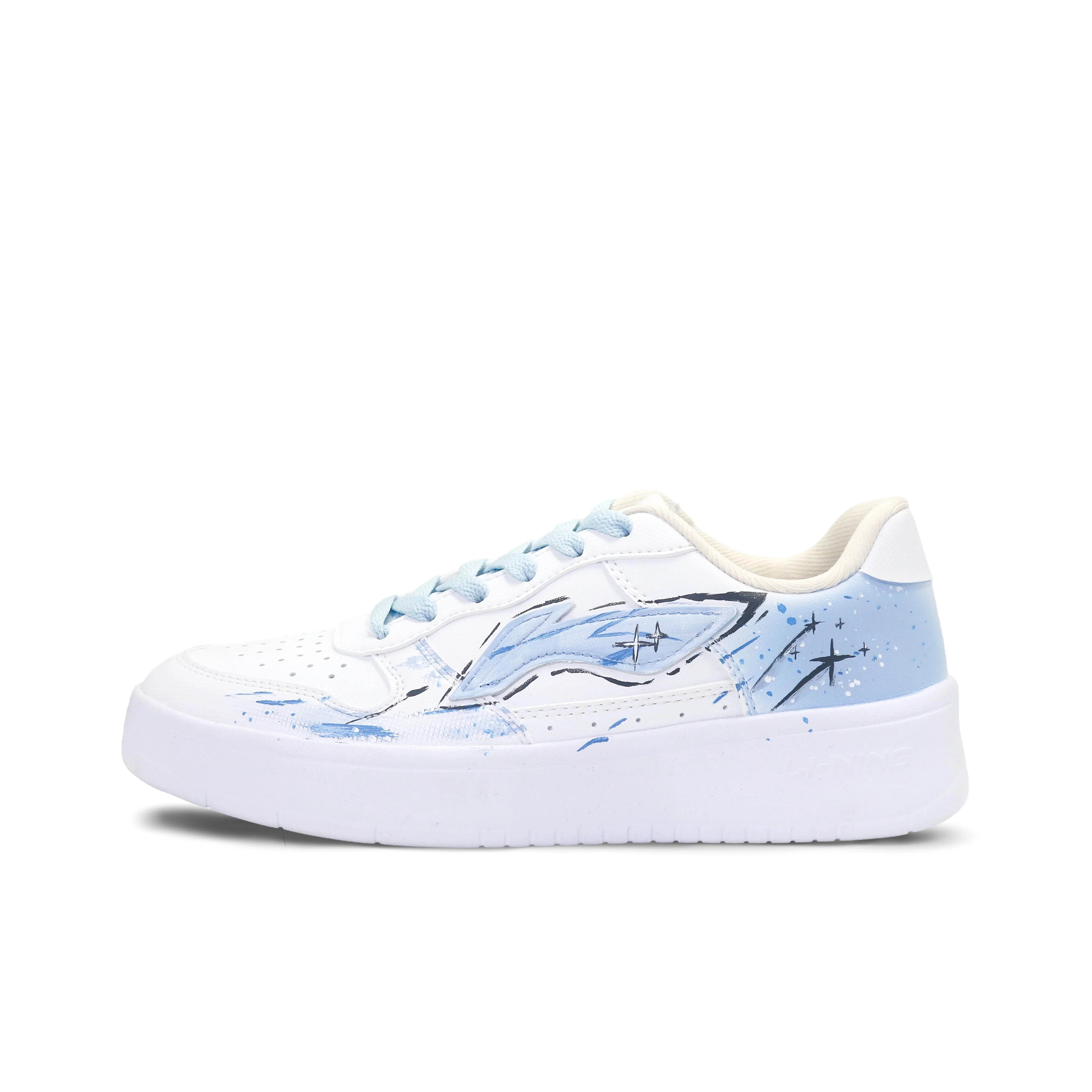 Li Ning Cushioning Abrasion Resistant Low top Skateboard Shoes Unisex White Blue AGCS420-6team878-