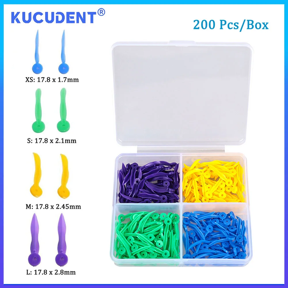 

200 Pcs/Box Disposable Dental Wedges With End Circular Hole Medical Grade Plastic Tooth Gap Wedge 4 Sizes Dentistry Materials