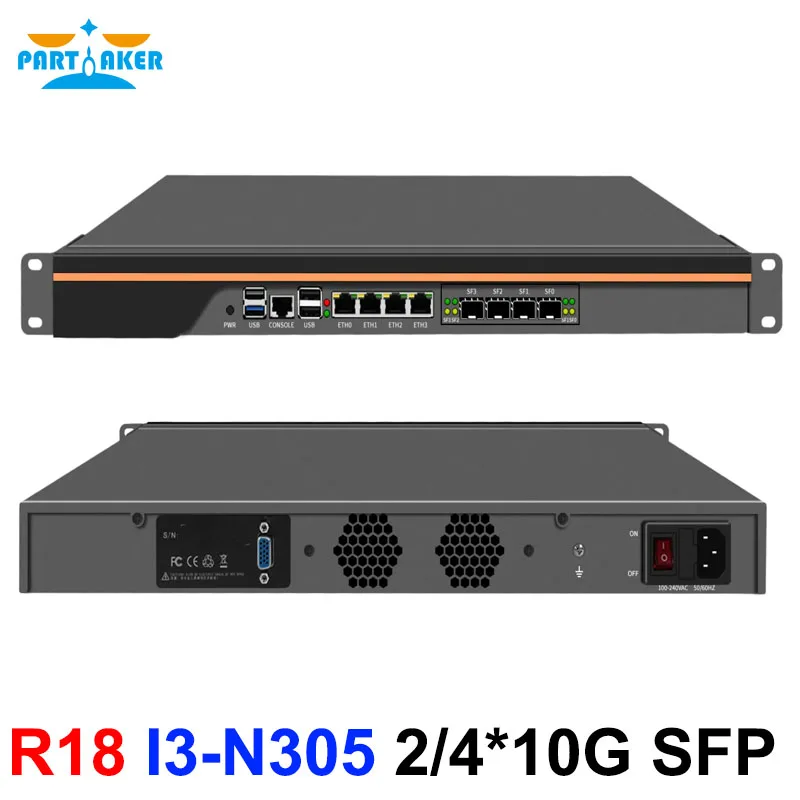 파트커 1U 랙 미니 PC 2x10G SFP+ 4x i226-V 2.5G 인텔 I3-N305 DDR5 M.2 NVMe 네트워크 라우터 서버 방화벽 어플라이언스 AES-NI