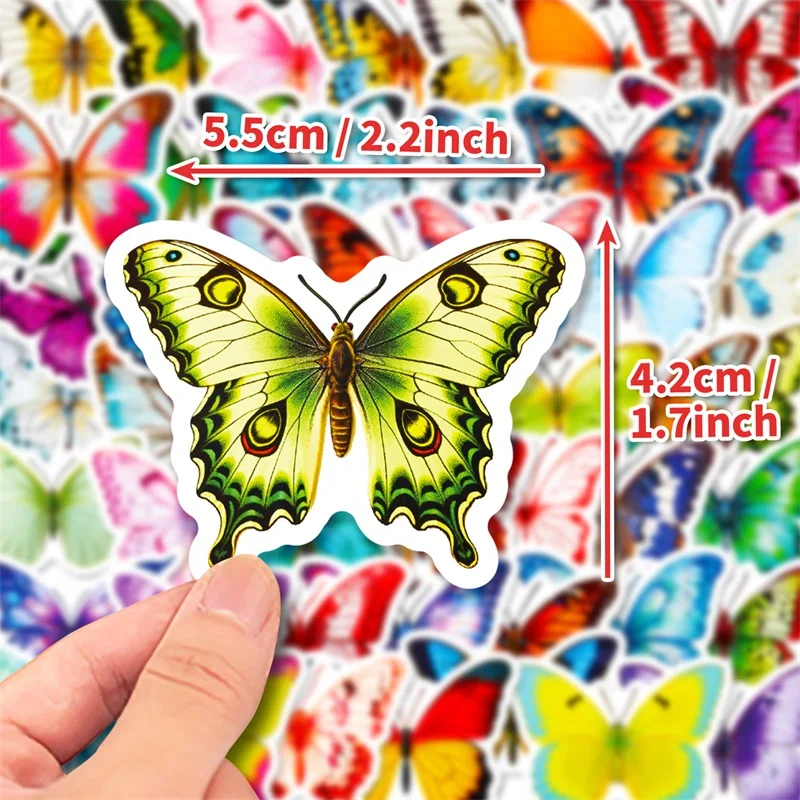 10/30/50PCS Cute Colorful Butterfly PVC Sticker Aesthetic Decoration Scrapbooking Sketchbook Korean Stationery School Supplies