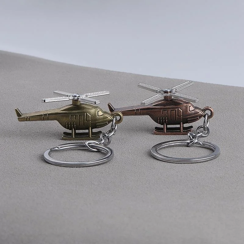 Creative Simulation 3D Helicopter Keychain Multi-Color Retro Aircrafts Keyring Women Men Car Bag Phone Backpack Pendant Gift