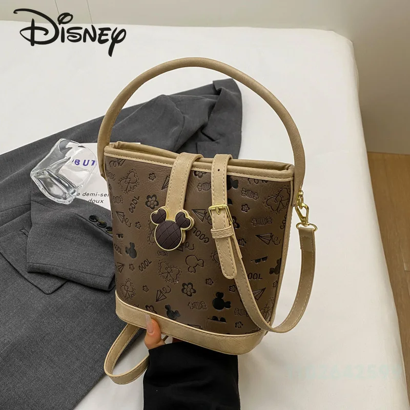 Disney-Bolso cruzado de Mickey para mujer, bolsa de cubo de gran capacidad, Color sólido, de alta calidad, a la moda, novedad