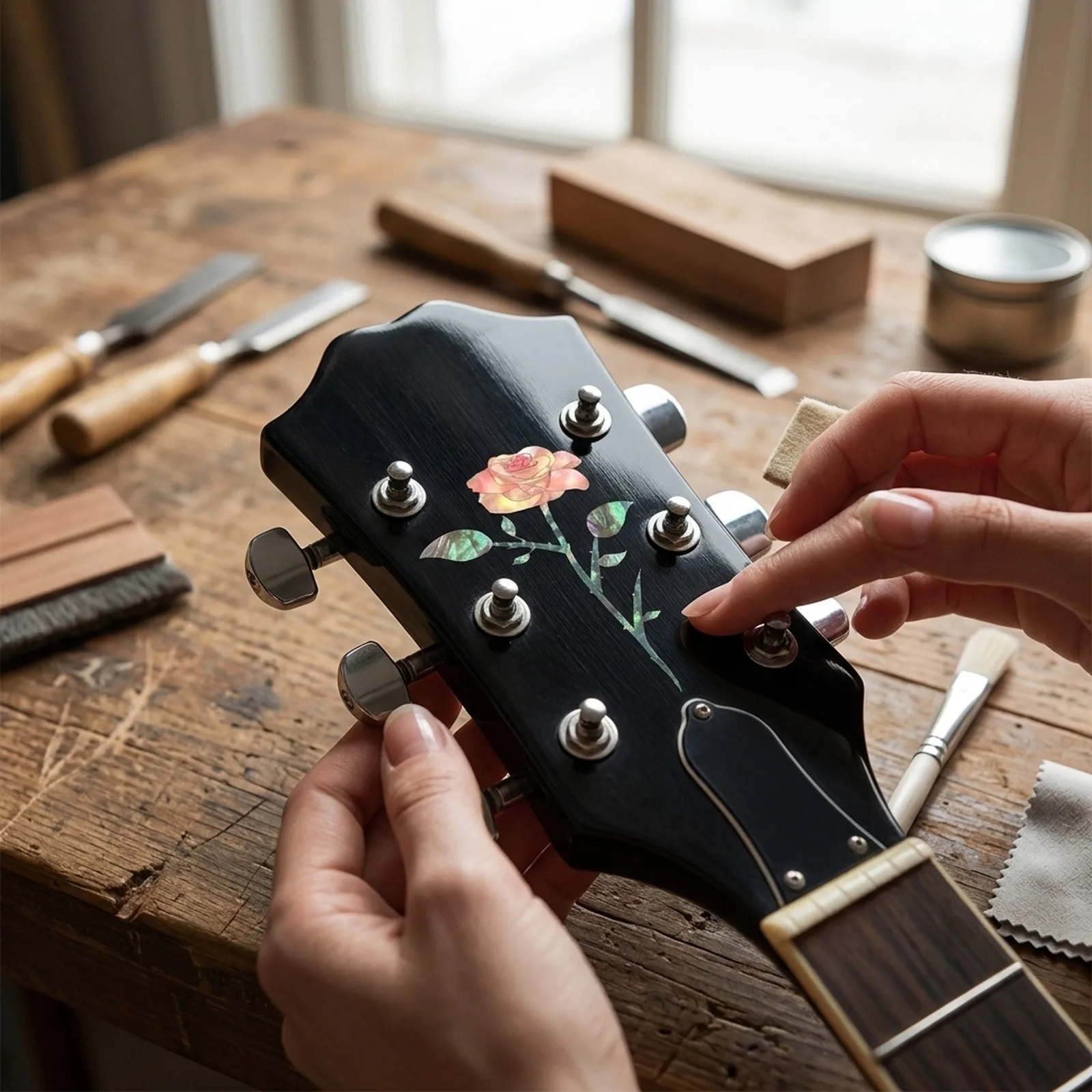 Indoor Guitar Sticker Decal Inlay Sticker Guitar Decorations Decal Guitar Guitar Neck Headstock PVC Red Sticker Sticker DIY