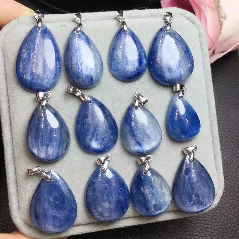 S925 Natural Kyanite Teardrop Pendant For Woman Lady Men Love Healing Gift Wealth Crystal Beads Clear Gemstone Jewelry