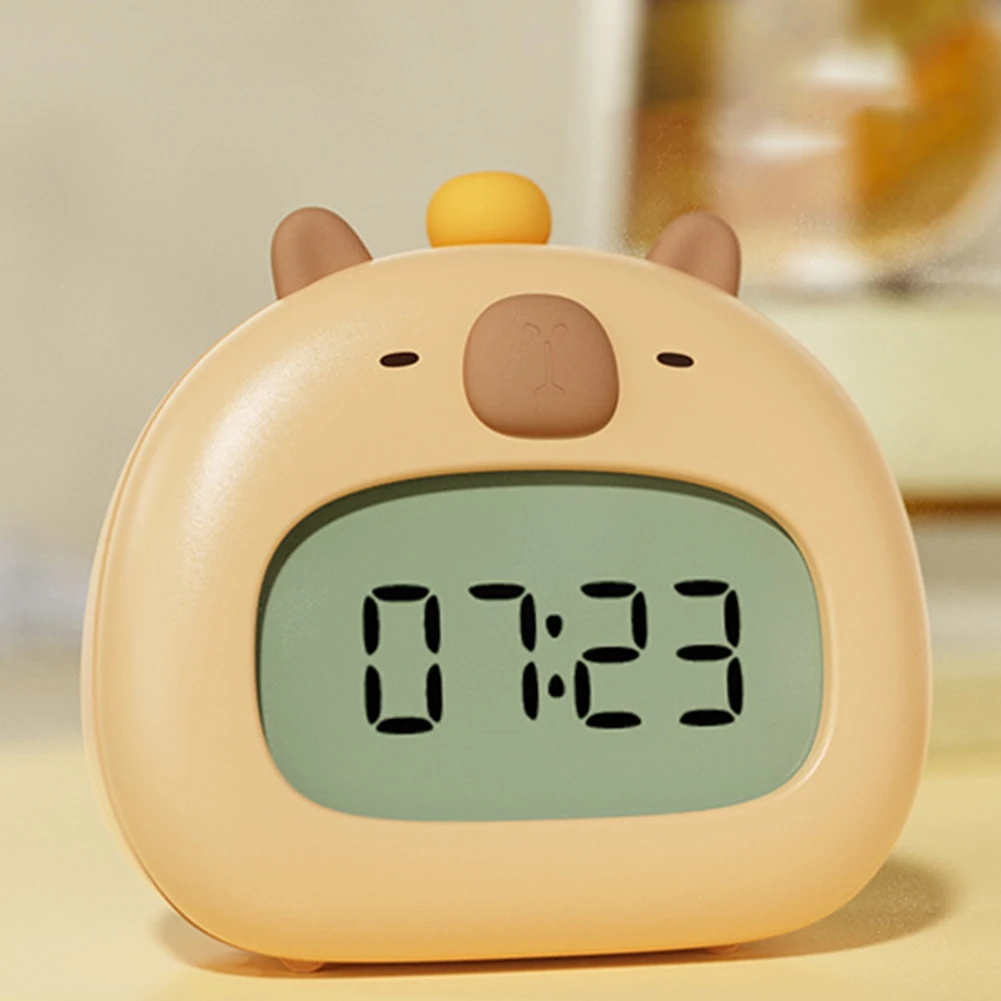 Capybara Clock Rechargeable LED Night Light Digital Alarm Clock Children\'s Sleep Snooze Function Timer Desktop Decoration