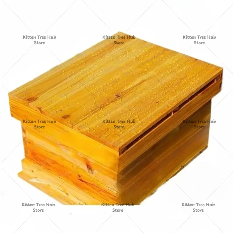 Fir Wood Seven-Frame Beehive, Beeswax Coated Standard Honeycomb Frame, Sturdy Beekeeping Equipment For Apiary