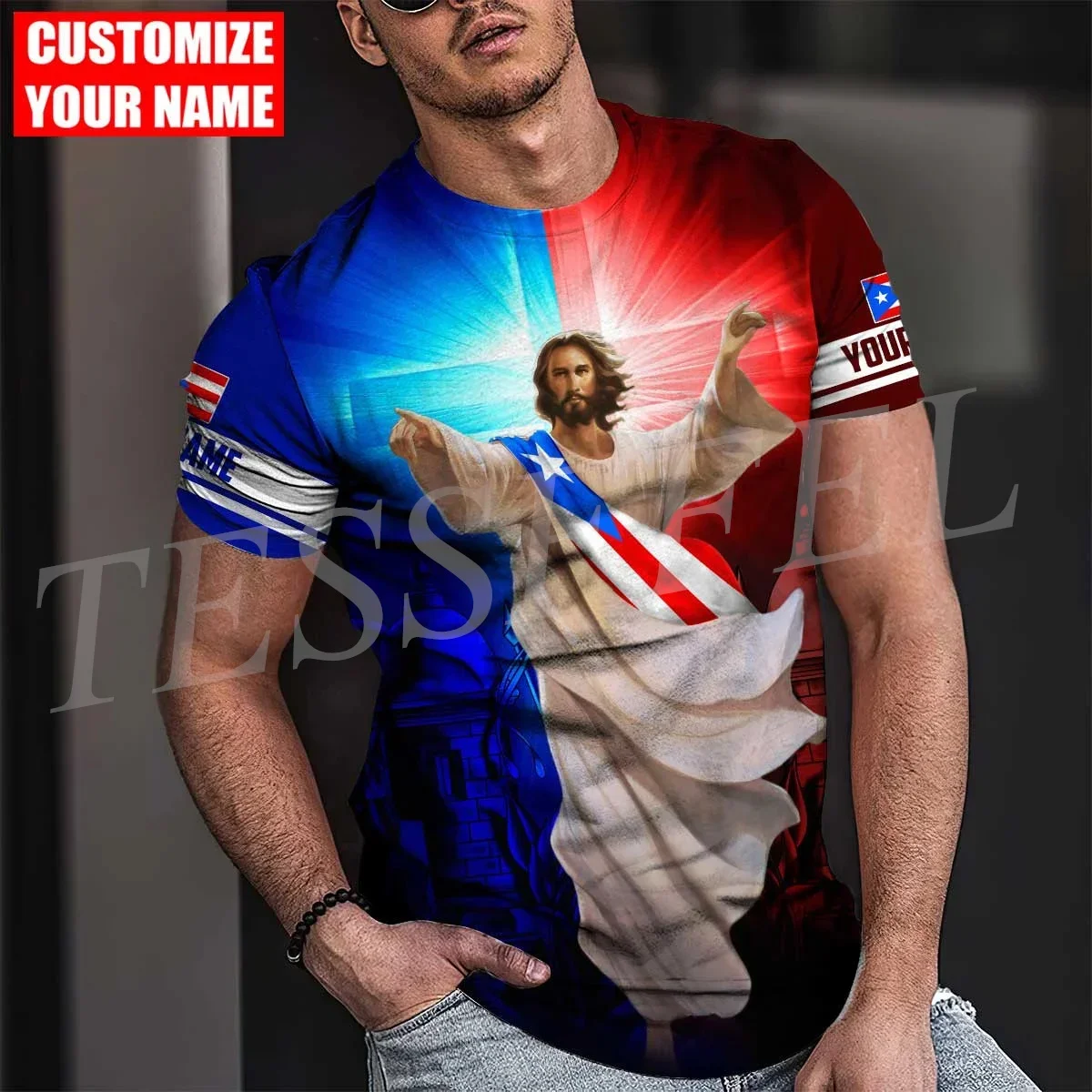 Camiseta de manga corta con nombre personalizado, ropa de calle informal con estampado 3D de Puerto Rico Boricua Taino, Mar caribeño, Verano