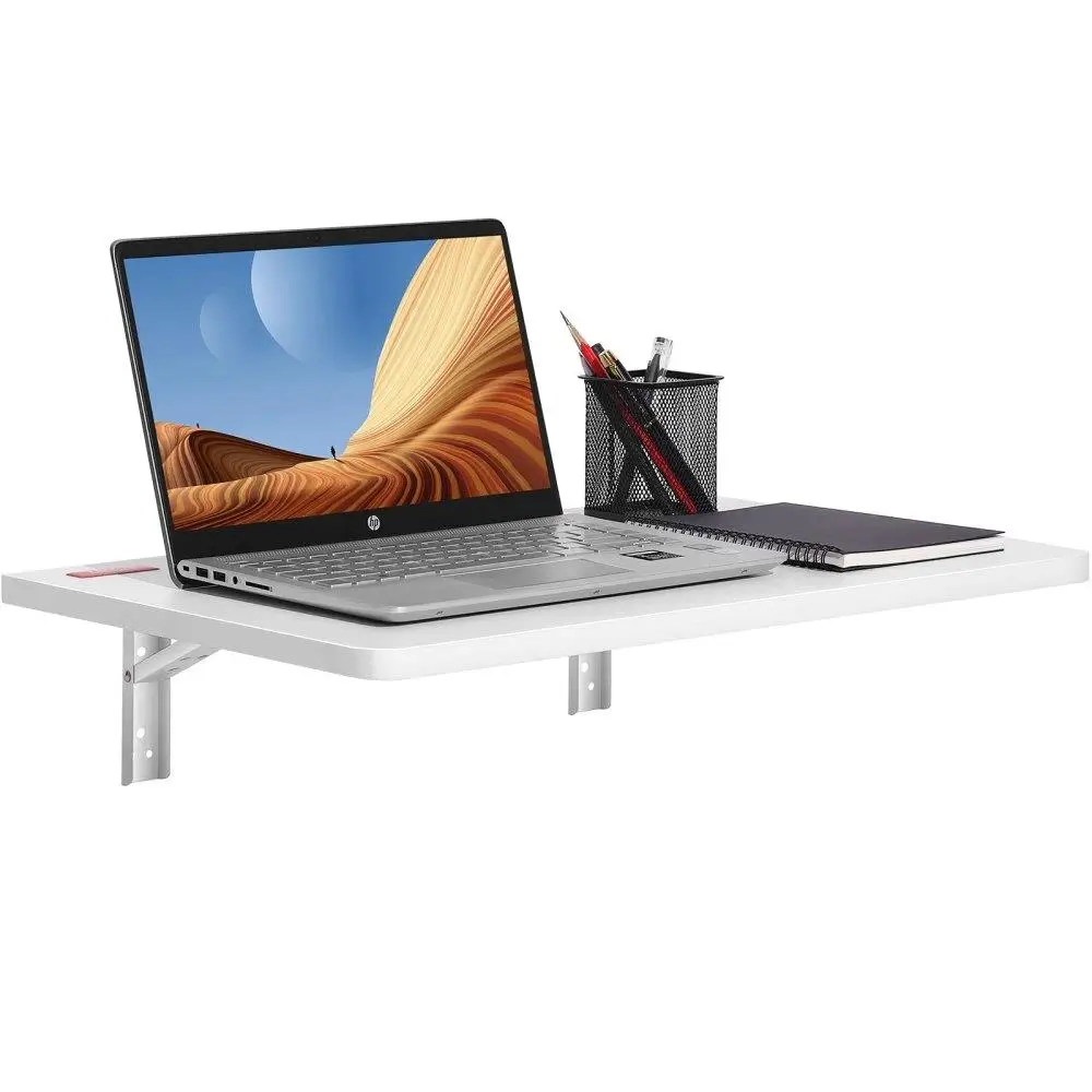 

Wall Mounted Folding Drop Leaf Wooden Floating Desk with Carbon Steel Bracket for dining Laundry Room Office 23.6 x 15.6 inches