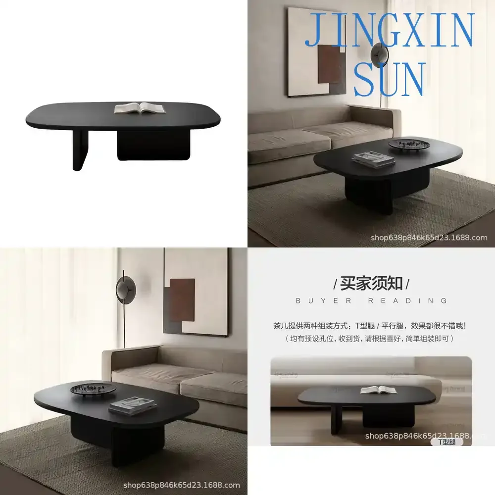 Schwarzer Massivholz-Couchtisch für Wohnzimmer Moderner Minimalistischer Luxus-Designertisch für Japanische Homestay-Unterkünfte