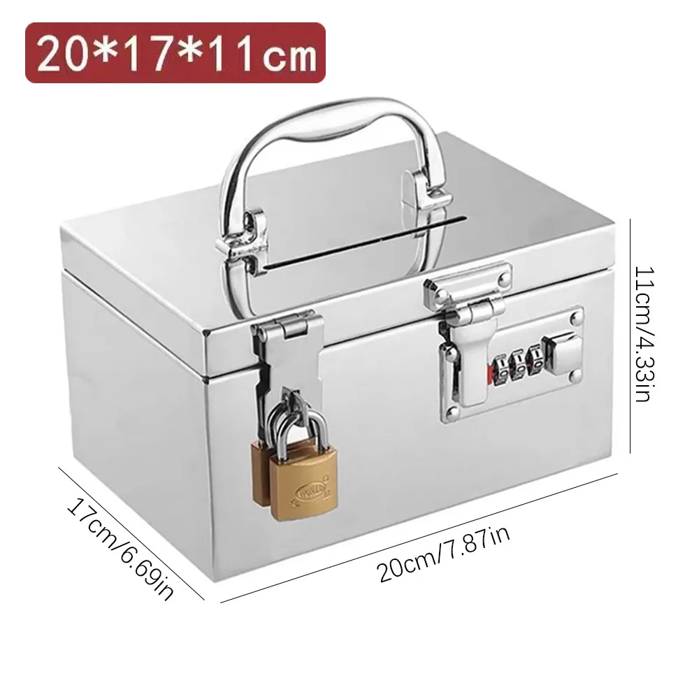 Stainless Steel Bank Password Lock-Box Combination Lock/Padlock Financial Security Cash Box Portable