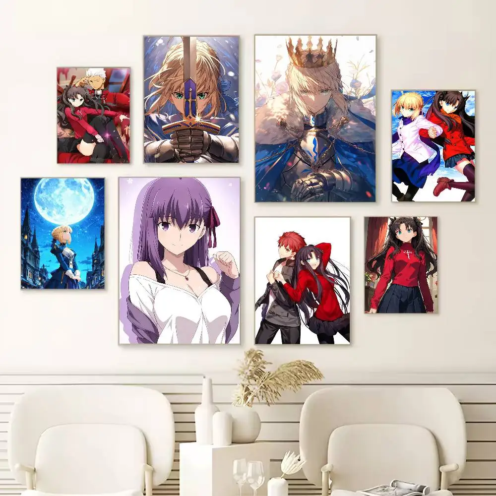 

F-Fate stay night Poster HD Quality Wall Art Retro Posters For Home Room Wall Decor Self Adhesive