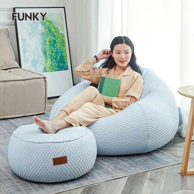 Ice Silk Lazy Sofa Bean Bag Tatami Reclining and Sleeping Ice Silk Cool Single Living Room Balcony Leisure Chair 90*110