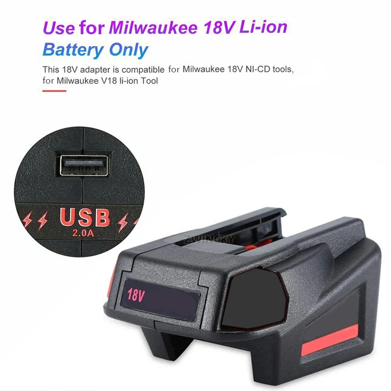 

Переходник для аккумулятора Milwaukee M & 18 18V Li-Ion Battery To Milwaukee V18 48-11-1830 переходник для батареек с USB портом