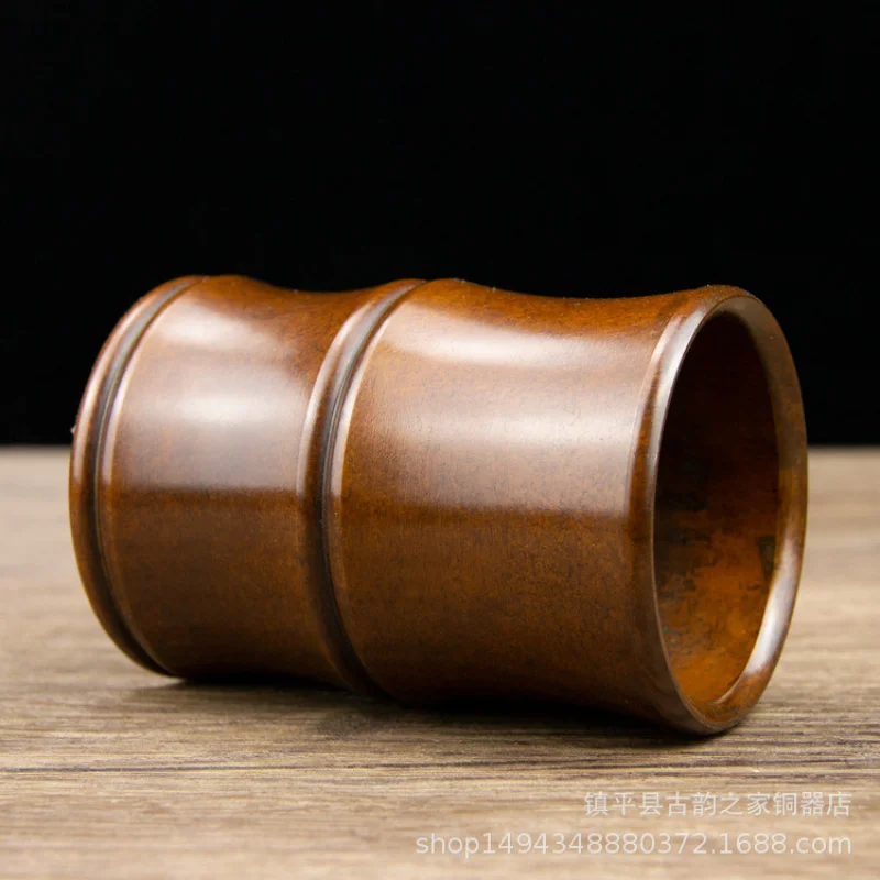 Brass Two-Section Bamboo Pen Incense Holder Ornament Office Home Living Room Shop Study Desktop Decoration Display