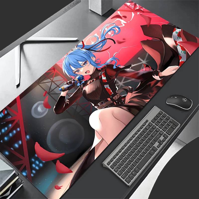 Tapis de souris accessoires de jeu d'ordinateur tapis de clavier bureau tapis de souris en caoutchouc décoration bureau Hololive Hoshimachi Suisei tapis de souris