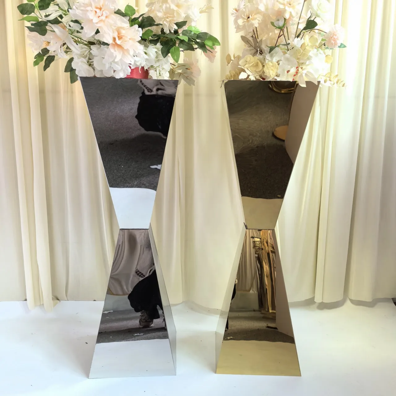 1pcs15pcs/14pcs Wedding Gold Stainless Steel Cylinder Pedestal Stand for Events Display Platform Party no Round  flower Plinths