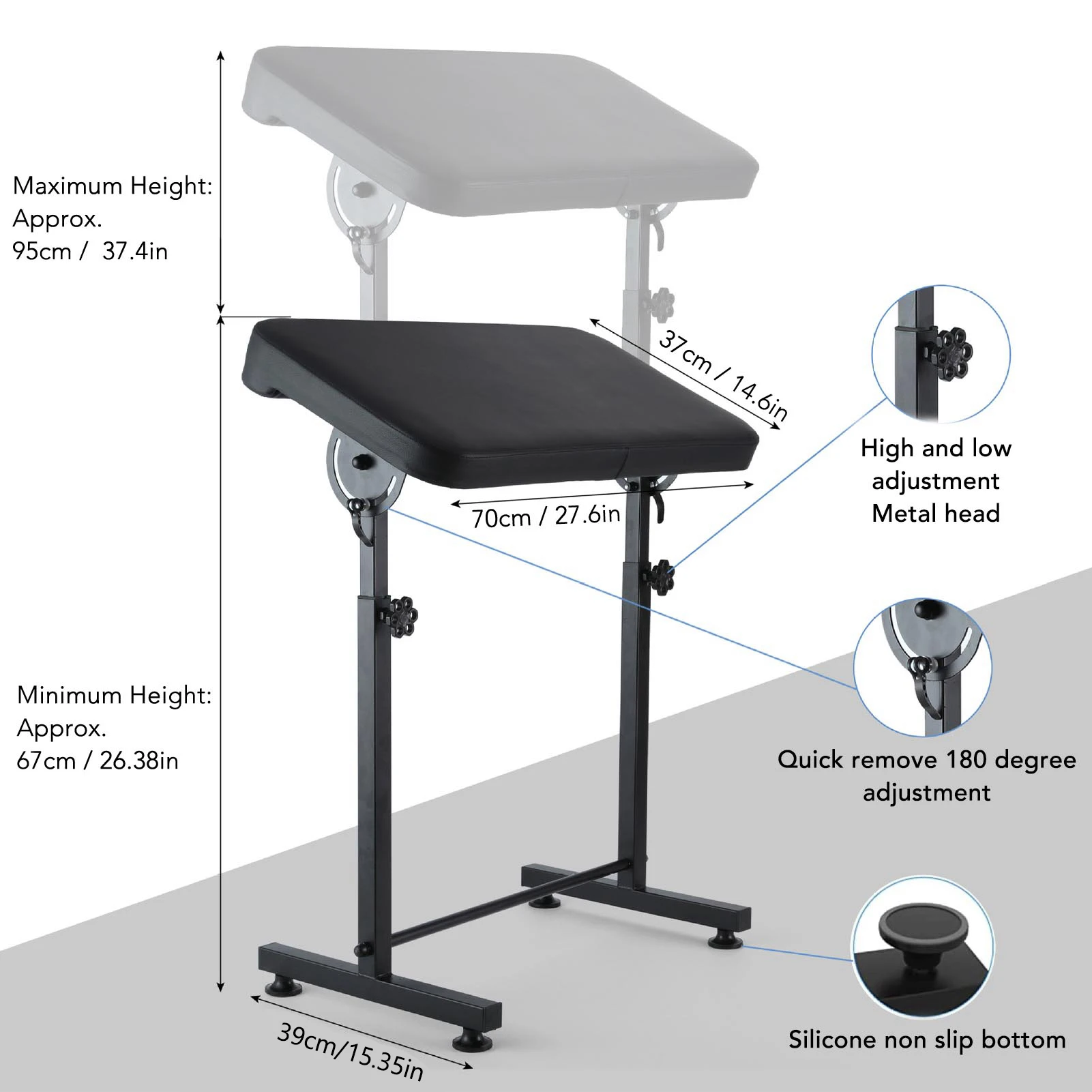 Large Panel Tattoo Armrest Stand Adjustable Height Arm Leg Rest Stand Tattoo Tool for Studio Salon Tattoo Armrest Legrest Stand