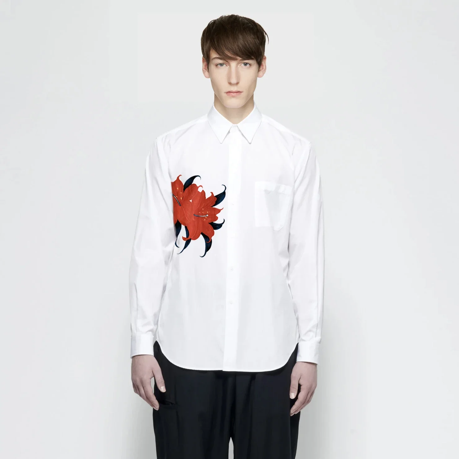 

YOJI OOAK BERRIES рубашка с цветочным принтом и молодежная классическая повседневная рубашка из чистого хлопка универсальная художественная модная мужская рубашка