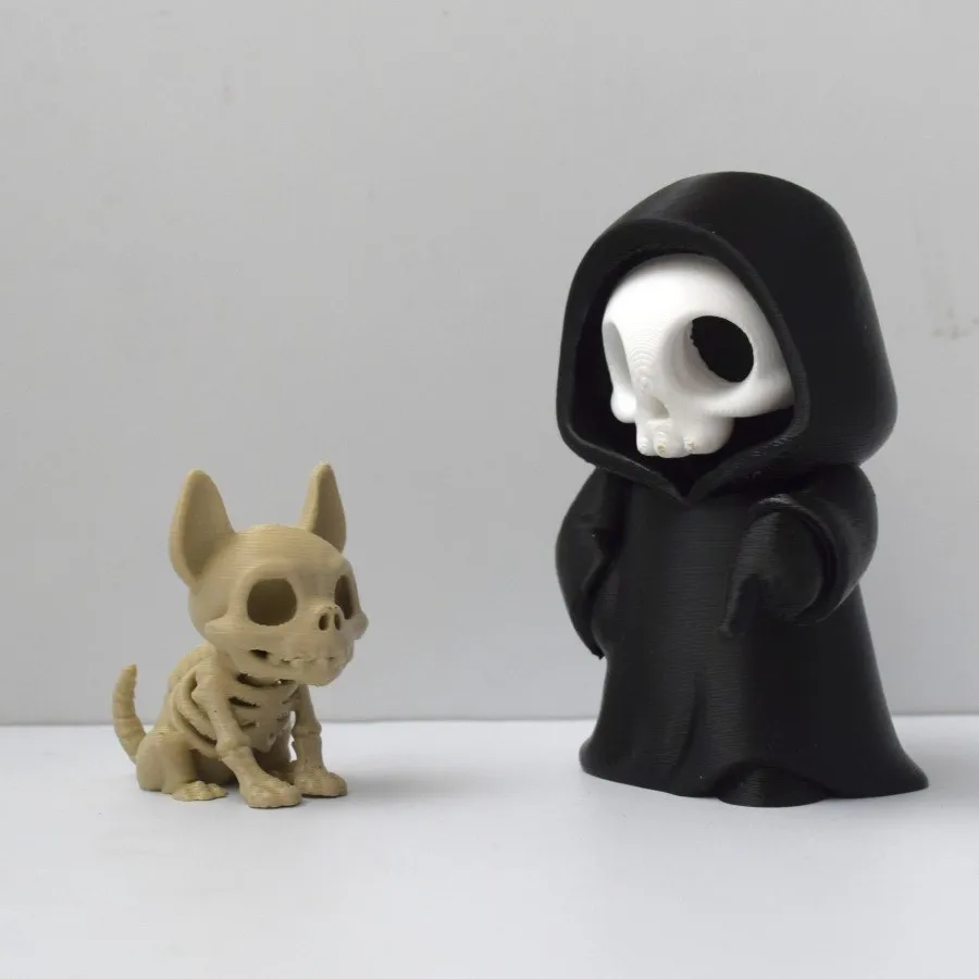 2-teiliges Set aus Sensenmann- und Skeletthund-Figuren, Dark-Fantasy-Schreibtischdekoration, gotisches Dekorationsgeschenk für Totenkopf-Liebhaber – Detail 2