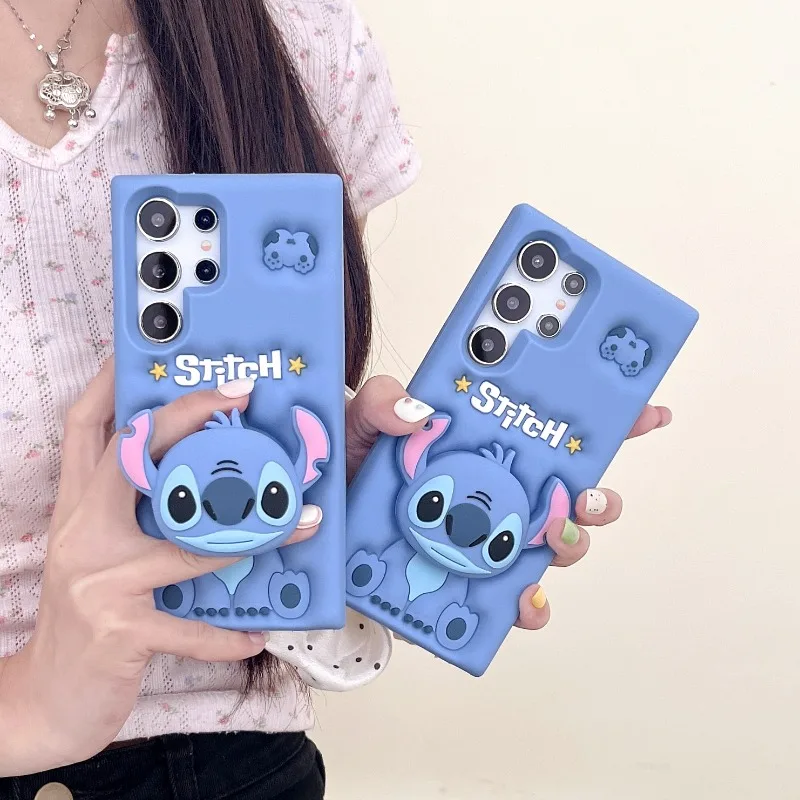 Soporte integrado Stitch apto para funda de teléfono móvil Samsung Galaxy S24 Ultra, anticaída, diseño de dibujos animados, S21 todo incluido, S22FES23