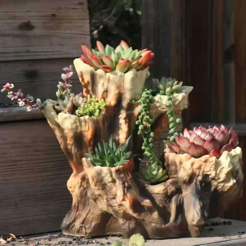 American Broken Root Shape Succulent Resin Flower Pot Outdoor Furnishing Crafts Garden Villa Vase Ornaments Decoration