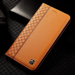 Etui z klapką do HUAWEI Pura70 Pura 70 Pro Plus Ultra 5G Luksusowe etui z prawdziwej skóry bydlęcej Napa Grid Magnetic Covers