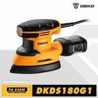 DEKO 220V Power Electric Mouse Sander Tool 13000rpm with 3 Sanding Pad 12 Sandpaper Dust Collection Sander for Wood Woodworking