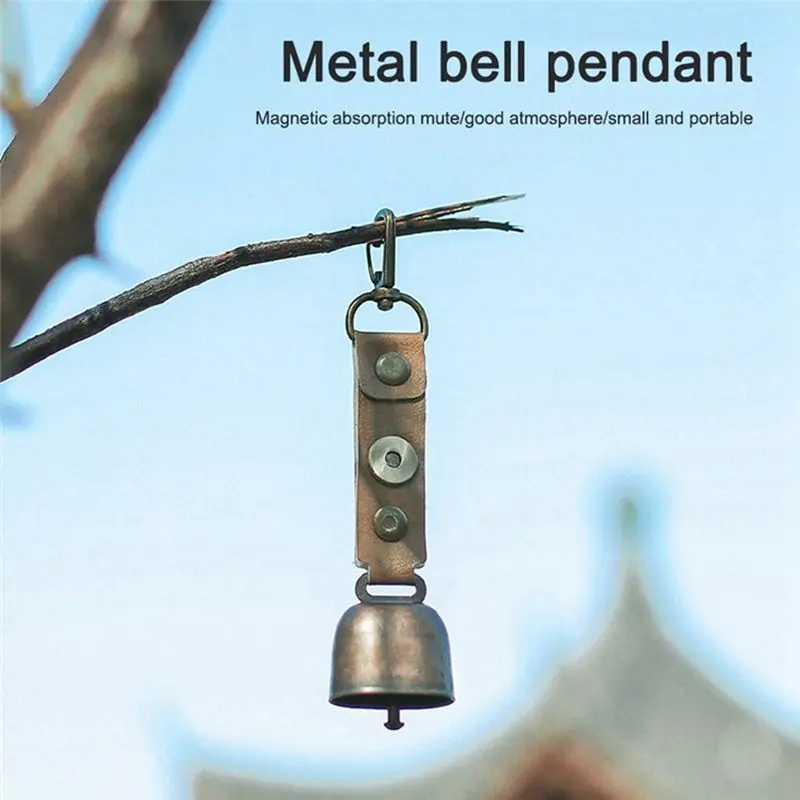 B84B 4-Pack Outdoor for Bear Avoidance Bell, Camping Atmosphere Wind Chime Pendant, PU Leather Hiking Reminder Bell, Pet