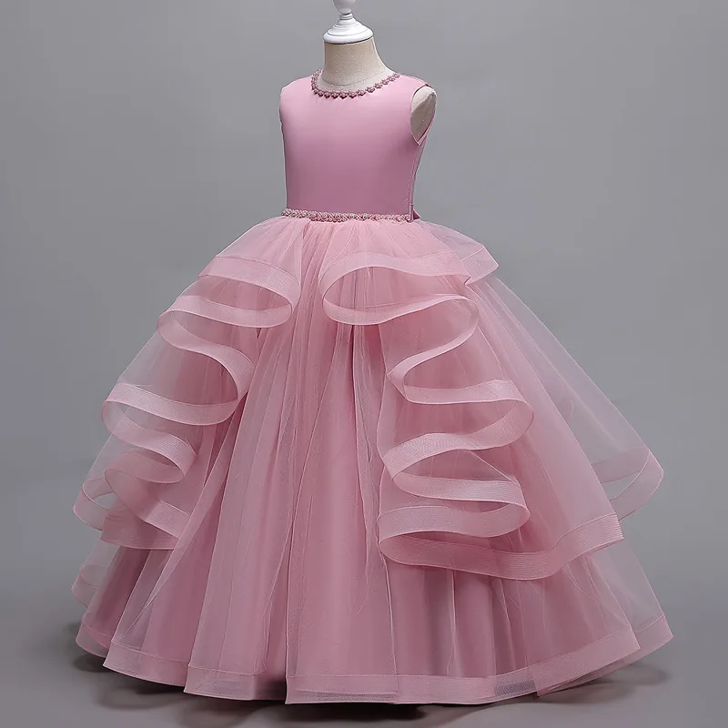 Girls 2026 Party Bridesmaid Gala Wedding Prom Dresses Communion Christening Women 5 7 9 11 14 Years Old White Pink Long Costumes