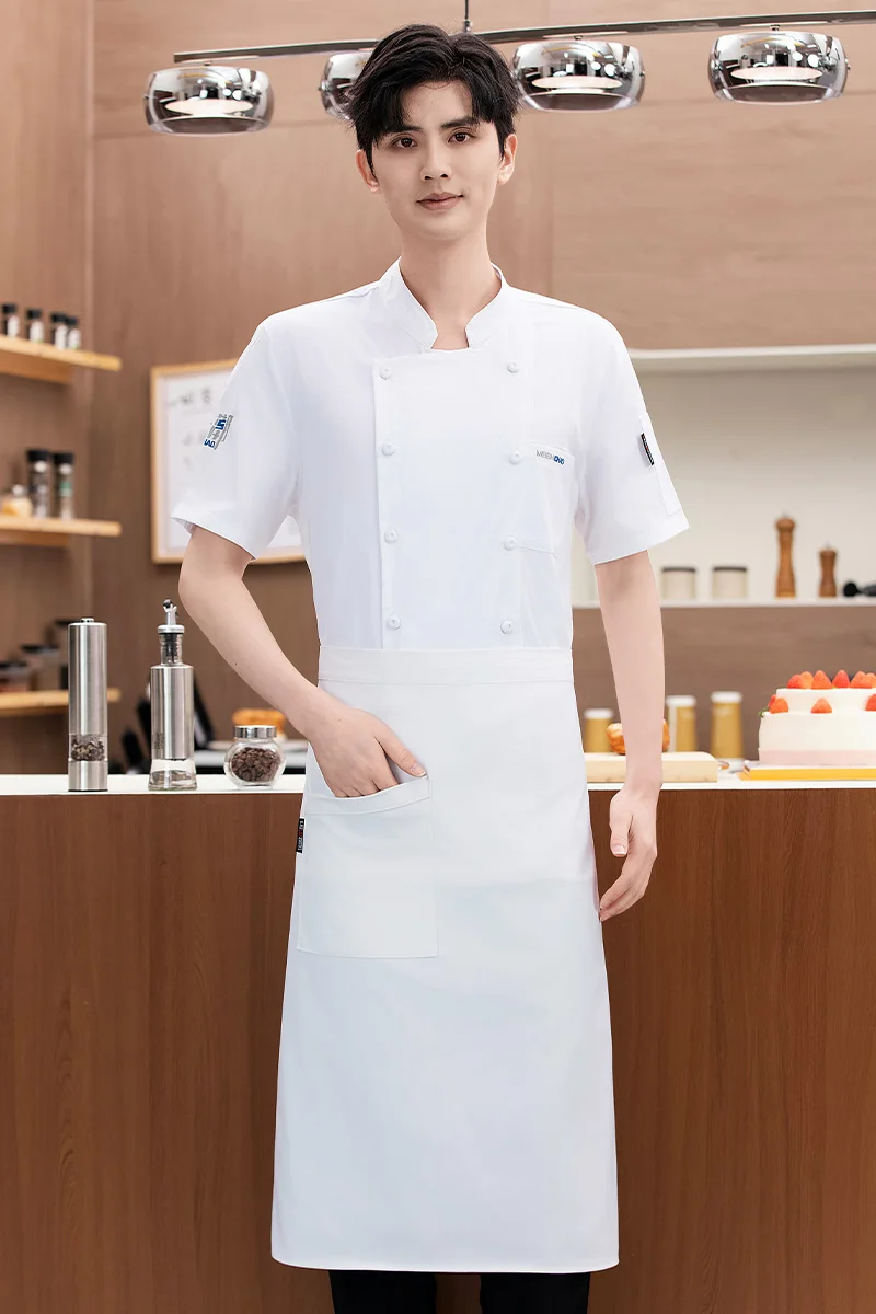 シェフ制服半袖メッシュキッチン調理ピザイオロトップレストランワークショーツベーカリーカフェウェイターウェイトレスシェフコート